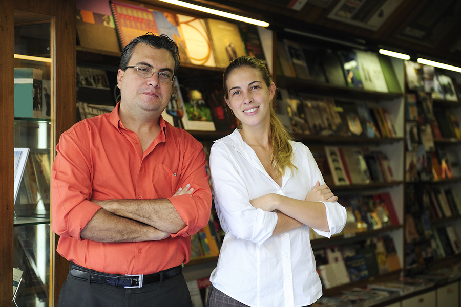 Proud Family Business Partners Owners Of A Small Bookstore